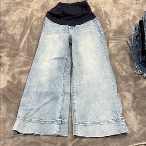 Pinkblush Light Blue Wide-Leg Maternity Jeans